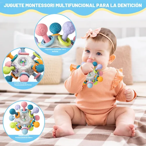 Miniatura 4 de Juguetes para bebés de 6 a 12 meses, juguetes Montessori 6 en 1 para niños de 1 año, juguete sensorial suave para dentición, tazas y bloques