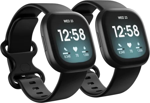 Miniatura 14 de Paquete de 2 bandas impermeables compatibles con Fitbit Versa 3/Fitbit Versa 4/Fitbit Sense/Sense 2, pulseras deportivas clásicas de repuesto suaves