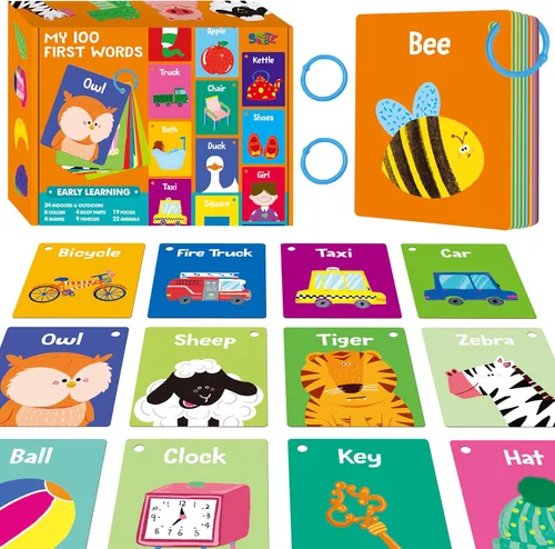 Miniatura 8 de 51 PIEZAS Tarjetas cognitivas en español para bebés, impresas a doble cara, 7 en 1 tarjetas coloridas, alfabeto, números, alimentos, animales