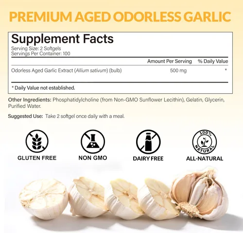 Miniatura 4 de Obill NuTrance Extracto de ajo envejecido, suplementos de ajo orgánico inodoro, extracto de ajo de 2 años, bulbo de Allium Sativum cultivado Apoya