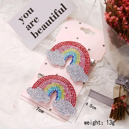 Miniatura 3 de FRCOLOR Clip de pelo arco iris, 2 unidades, accesorios para el cabello de arco iris para niñas y mujeres, pasadores de pelo lindos sin pasadores