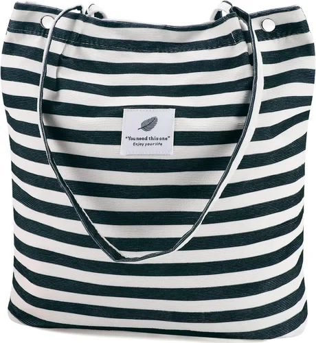 Miniatura 185 de Ayieyill - Bolsa de pana para mujer y niña, con correa de lona para colgar al hombro, bolsa con bolsillo