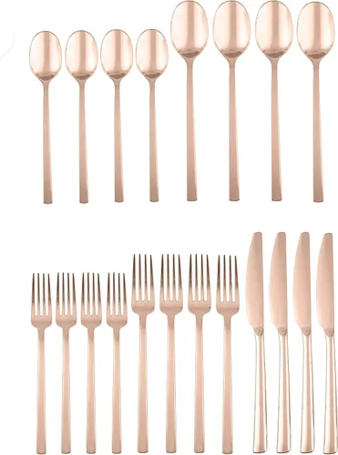 Miniatura 4 de Cambridge Silversmiths Beacon Juego de 20 piezas, servicio para 4, espejo de cobre/oro rosa