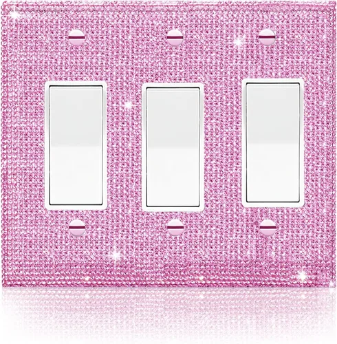 Miniatura 13 de Cubierta de placa de pared de diamantes de imitación plateados brillantes, cubierta de interruptor de luz de palanca doble, cubierta de salida