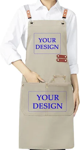 Miniatura 19 de BeautyWill Delantal personalizado personalizado para hombres y mujeres, delantal de cocina personalizado con bolsillos, nombre, texto, logotipo