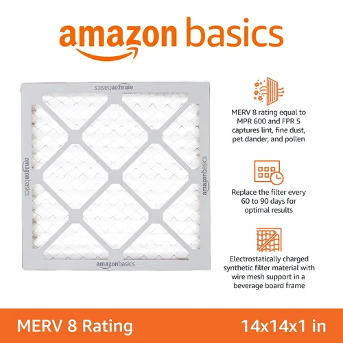 Miniatura 2 de Amazon Basics 6 filtros de aire de 14 x 14 x 1 pulgadas, filtros MERV 8 para caldera/aire acondicionado (tamaño real: 13.75" x 13.75" x 0.75")