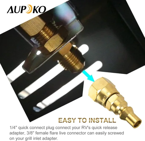 Miniatura 6 de Aupoko Accesorios de conexión rápida de propano RV de 1/4 pulgadas, enchufe de conexión rápida de 1/4 pulgadas x 3/8 pulgadas hembra para conectar