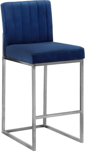 Miniatura 10 de Meridian Furniture Giselle Collection Modern Taburete de mostrador contemporáneo tapizado de terciopelo, con base de metal cromado pulido, 16