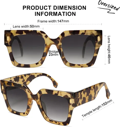 Miniatura 5 de SOJOS Gafas de sol cuadradas vintage de gran tamaño para mujer, estilo retro, de lujo, grandes, UV400 SJ2194