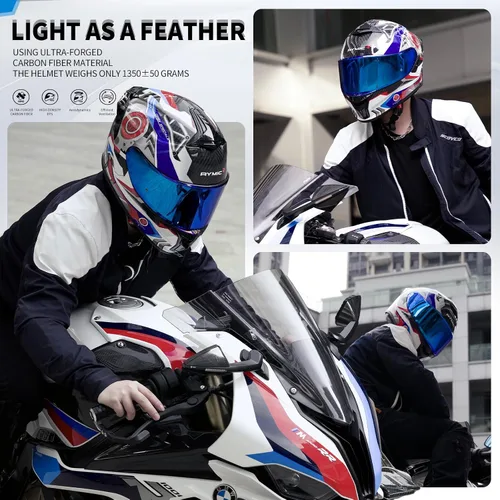 Miniatura 2 de S-GT Carbon Fiber Motorcycle Helmet Full Face Racing Helmet for Adult, Speaker-Ready Design, DOT Approved