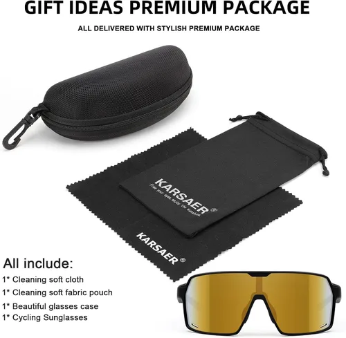 Miniatura 8 de Karsaer Lentes de sol deportivos de gran tamaño para hombres y mujeres, lentes de protección UV de marco grande, ideales para béisbol, correr, Marco