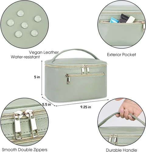 Miniatura 5 de Wandering Nature Bolsa de Maquillaje, Organizador de Maquillaje de Viaje, Estuche de Brochas Cosméticas para Mujeres en Cuero Vegano Ecológico, M