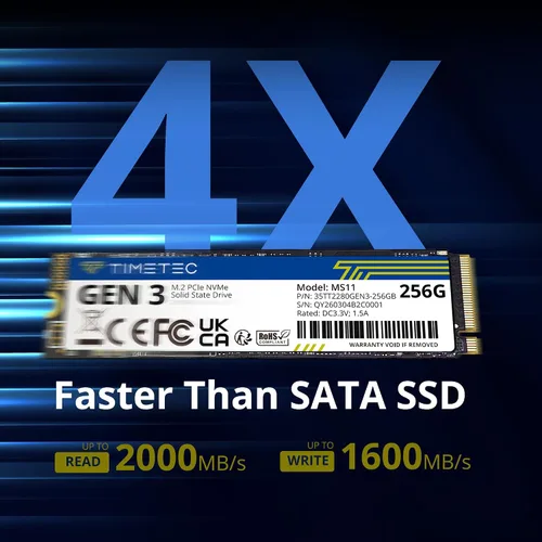 Miniatura 2 de Timetec 256 GBx2 (paquete de 2) SSD NVMe PCIe Gen3x4 8Gb/s M.2 2280 3D NAND TLC 150TBW caché SLC de alto rendimiento Velocidad de lectura/escritura