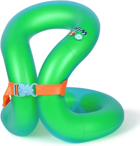 Miniatura 11 de Floaties - Chaleco de natación para niños, flotadores inflables portátiles para piscina, anillo de natación con hebilla de seguridad ajustable, Rosa