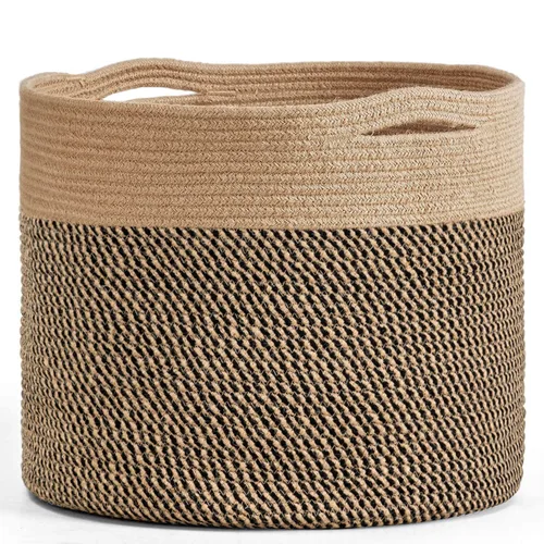 Miniatura 29 de Goodpick Cesta de manta de 65 litros, 19.7 x 12.6 pulgadas, cesta de cuerda de algodón, para sala de estar, organizadores de juguetes