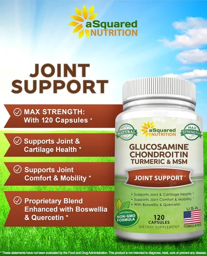 Miniatura 3 de aSquared Nutrition Glucosamina condroitina cúrcuma MSM Boswellia - 120 cápsulas - Suplemento de apoyo articular - Píldoras de alivio de apoyo