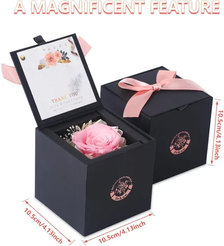 Miniatura 2 de Caja de regalo de rosas auténticas preservadas, rosas reales, rosas recién cortadas de primera calidad, regalos para el día de la madre y San