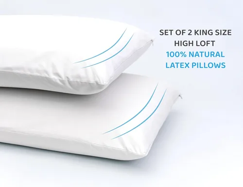 Miniatura 2 de Juego de 2 almohadas de látex Talalay natural de tamaño King para apoyo del cuello y alivio de presión (2, medio suave, King)