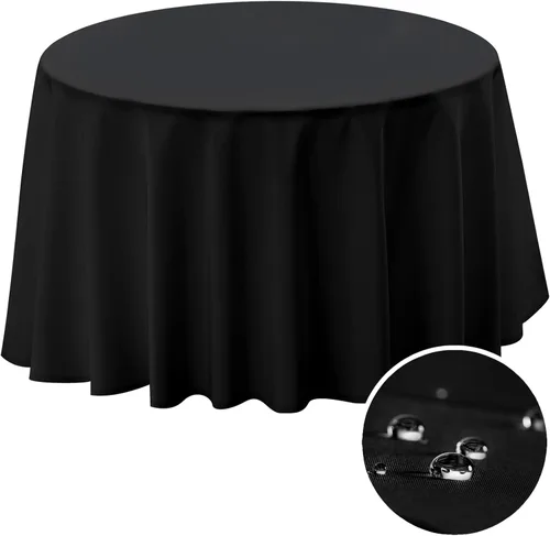 Miniatura 8 de BYDOLL Mantel redondo de 48 pulgadas para mesa de máximo 38 pulgadas de diámetro, poliéster burdeos, lavable, sin arrugas, a prueba de derrames