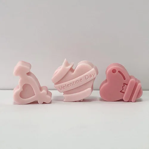 Miniatura 8 de Moldes de silicona de plástico para el día de San Valentín, moldes de silicona para dulces de corazones rosados, moldes de jabón, moldes de galletas