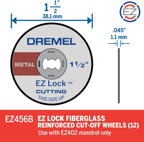 Miniatura 3 de Dremel EZ456B - Ruedas de corte para herramientas rotativas EZ Lock de 1 1/2 pulgadas, accesorios de corte de herramientas rotativas, perfectos