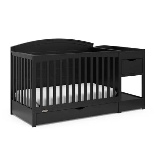 Graco Bellwood - Cuna convertible 5 en 1 y cambiador con cajón (negro) - Certificado GREENGUARD Gold, cajón de almacenamiento de tamaño completo, se