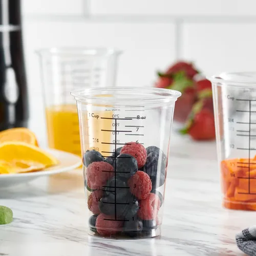 Miniatura 6 de GUSTO Vasos medidores de plástico transparente de 10 onzas [25 unidades] vasos desechables multiusos para hornear, cocinar, resina y mezclar