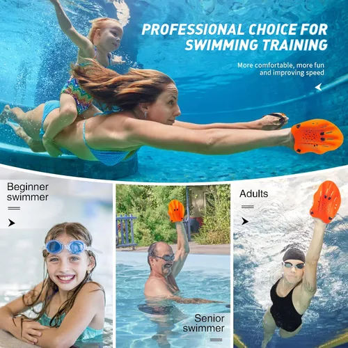 Miniatura 5 de Raquetas de natación para manos, paletas de mano de entrenamiento de natación con correas ajustables, paletas de natación para adultos y niños