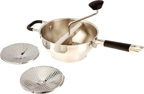 ExcelSteel Molinillo de alimentos con 3 tamaños de molienda, 17 x 8.25 x 3.75 pulgadas, para texturas versátiles en sopas, salsas y alimentos,