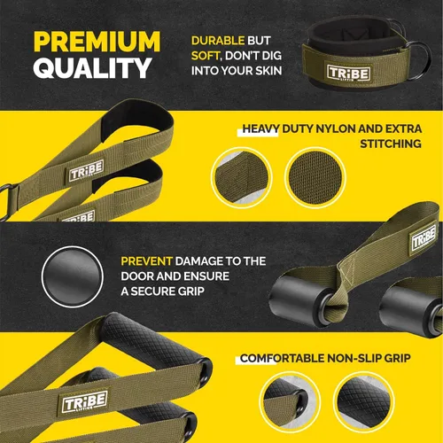 Miniatura 4 de Tube Resistance Bands for Working Out Men and Women - 180lb Exercise Bands Set with Handles, Resistance Band Bar, Ankle Straps, Foot Straps, Door