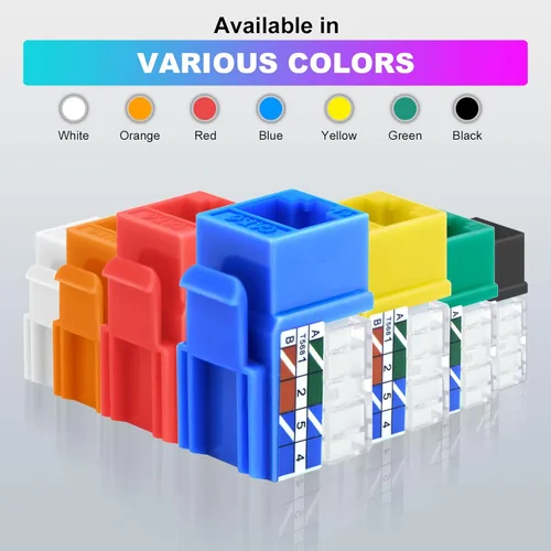 Miniatura 6 de VCELINK RJ45 Cat6 Keystone Jacks Slim Profile UL Listed 10-Pack, 90 grados Ethernet Punch Down Keystone Jack Adapter en rojo
