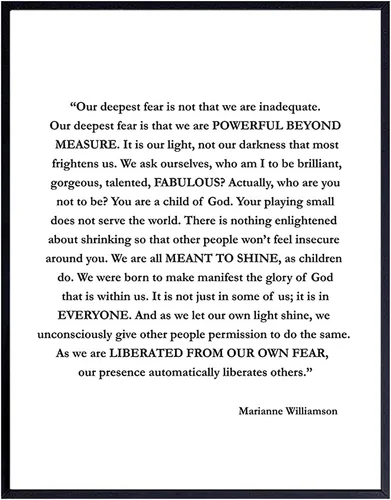 Miniatura 9 de Marianne Williamson Lámina de Arte de Pared con Cita del Miedo Más Profundo - Perfecta para Oficina y Decoración del Hogar - Es un Gran Regalo