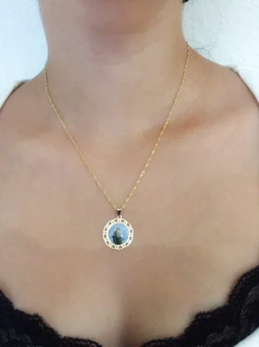 Miniatura 3 de SIFRIMANIA Medalla Religiosa Católica Chapada en Oro con Cadena Espiral para Niños y Mujeres