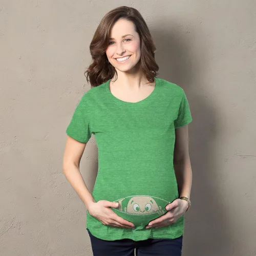 Miniatura 32 de Remera para futura mamá, con diseño simpático de bebé asomándose. Remera simpática para futura mamá.