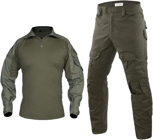Miniatura 11 de HARGLESMAN Traje táctico militar para hombres de manga larga, conjunto de uniforme del ejército, camisa de combate y pantalones con rodilleras Camo