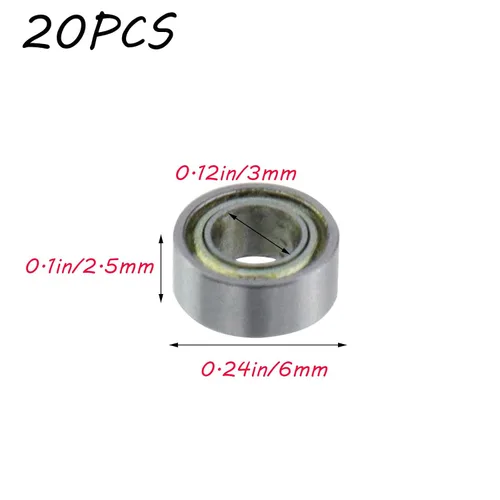 Miniatura 2 de Antrader Paquete de 20 rodamientos radiales de doble blindaje MR63ZZ de 0.118 in x 0.236 in x 0.098 in