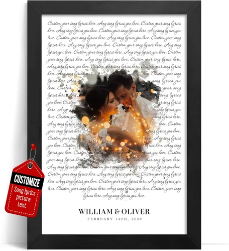 Miniatura 19 de VICILO Póster Enmarcado con Letras de Canción Personalizadas, Regalo para Padres, Acordes de Canción Perfectos, Pareja, 50° Aniversario de Boda