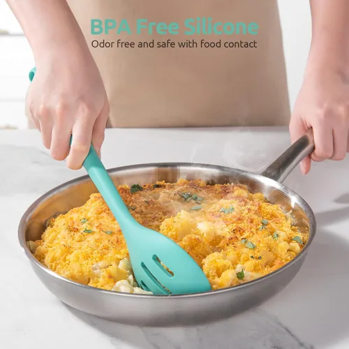 Miniatura 9 de Cucharas de silicona resistentes al calor de 600ºF: U-Taste Herramienta de cocina sólida y ranurada de 13.3 pulgadas, utensilio de goma largo