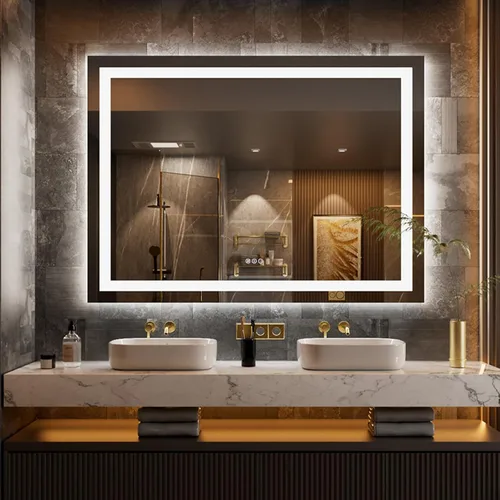 Miniatura 22 de LOAAO Espejo de Baño LED de 40"X32" con Luces, Antivaho, Regulable, Retroiluminación RGB + Iluminación Frontal, Espejo de Tocador de Baño
