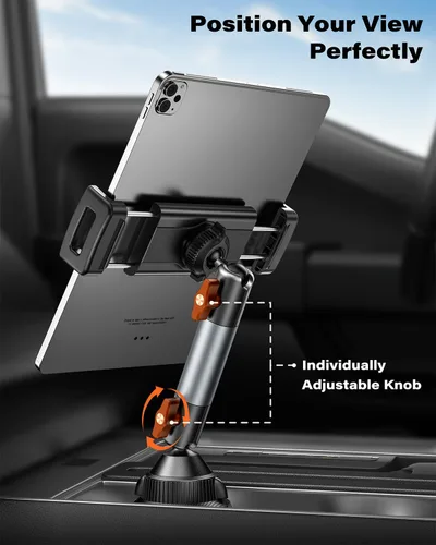 Miniatura 2 de A2C Soporte de iPad resistente para portavasos de automóvil, brazo de aleación de aluminio estable y ajustable de 5.5 pulgadas, soporte de tableta