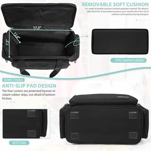 Miniatura 3 de Estuche de transporte para máquina de coser con múltiples bolsillos de almacenamiento para accesorios, bolsa universal de almacenamiento compatible