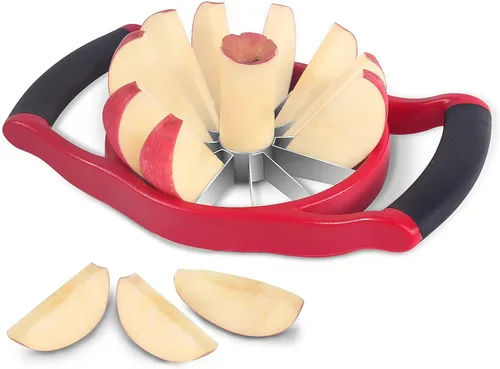 Miniatura 11 de Newness - Cortador de manzana extra grande de 5.12 pulgadas, cortador de manzana resistente de 16 rebanadas, descorazonador de manzana duradero, Rojo