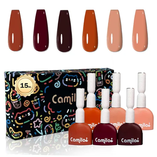 Miniatura 10 de CAMILA ¿ Juego de 6 esmaltes de uñas de gel sin Tpo de 0.5 fl oz sin Hema de colores neutros color nude claro para remojar el esmalte de gel LED