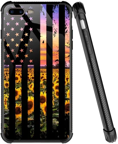 Miniatura 33 de ZHEGAILIAN Funda compatible con iPhone 7/8 Plus, funda de vidrio orgánico para niñas, mujeres y hombres, diseño de cuatro esquinas, antiarañazos, a