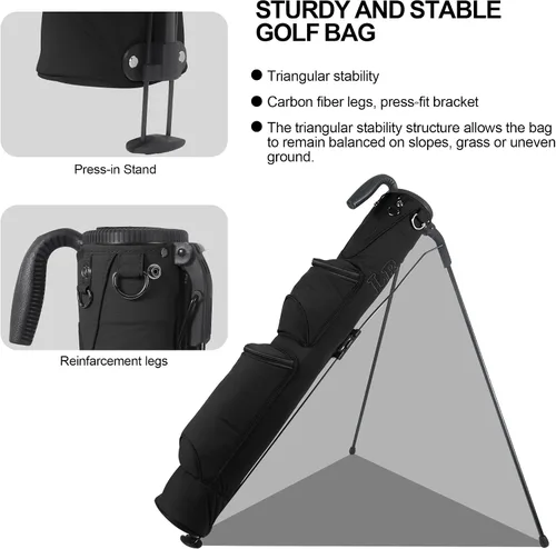 Miniatura 3 de Bolsa de golf ligera, fácil de llevar, pequeña bolsa de golf con divisores de longitud completa de 2 vías y bolsillos, para el campo de prácticas