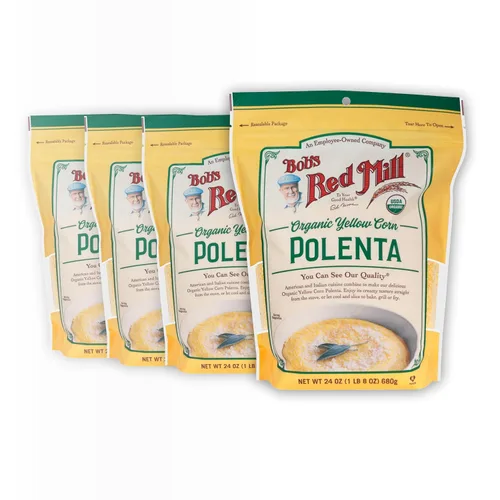 Bob's Red Mill Sémola de Maíz Orgánica / Polenta, 24 oz (Paquete de 4) - Vegano, Kosher