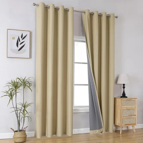 Miniatura 69 de Joydeco - Juego de 2 paneles de cortinas opacas de 63 pulgadas, 2 cortinas largas con aislamiento térmico burg, cortinas de oscurecimiento