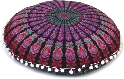 Miniatura 70 de CRAFT KALA Funda de cojín con diseño de mandala, funda de cojín para asiento, hippie, decorativo, bohemio, otomano, de algodón, indio, para sala