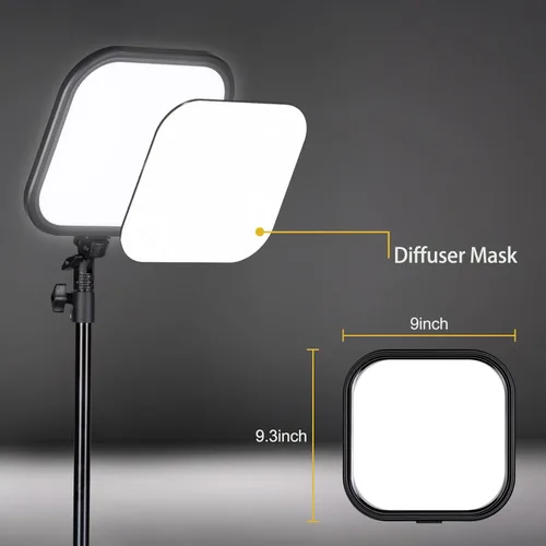 Miniatura 4 de Paquete de 2 luces LED de video, luz de estudio de 15 W, temperatura de color de 2500-8500 K con soporte de trípode y soporte para teléfono