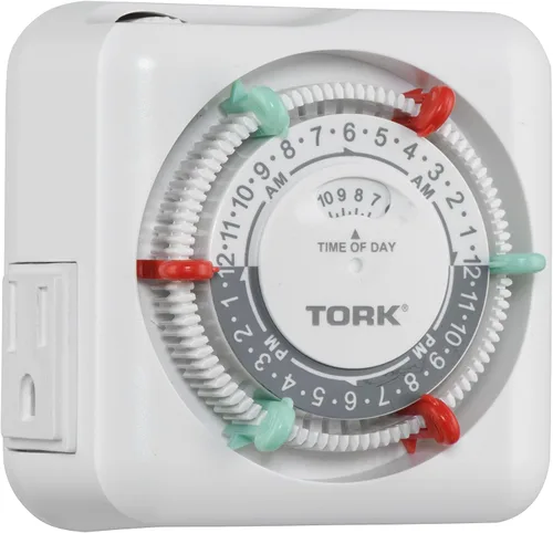 Miniatura 2 de NSi Industries TORK RTN312 temporizador mecánico de enchufe para interiores, resistente, de 15 A, con programación de 24 horas – con interruptores